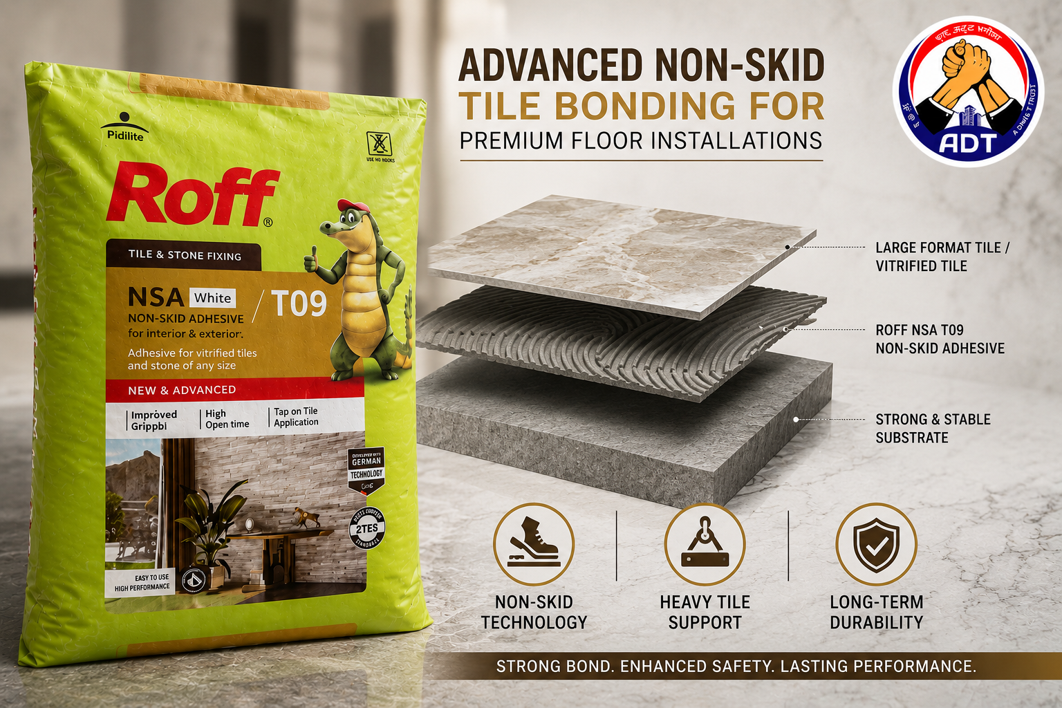Roff T09 NSA (Non Skid Adhesive) - White
